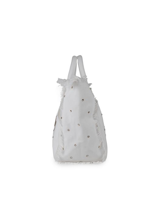 Borsa Vanity in cotone Bianco con strass Mc2 Saint Barth | VANITY00654H STRASS BIG 1910 EMB
